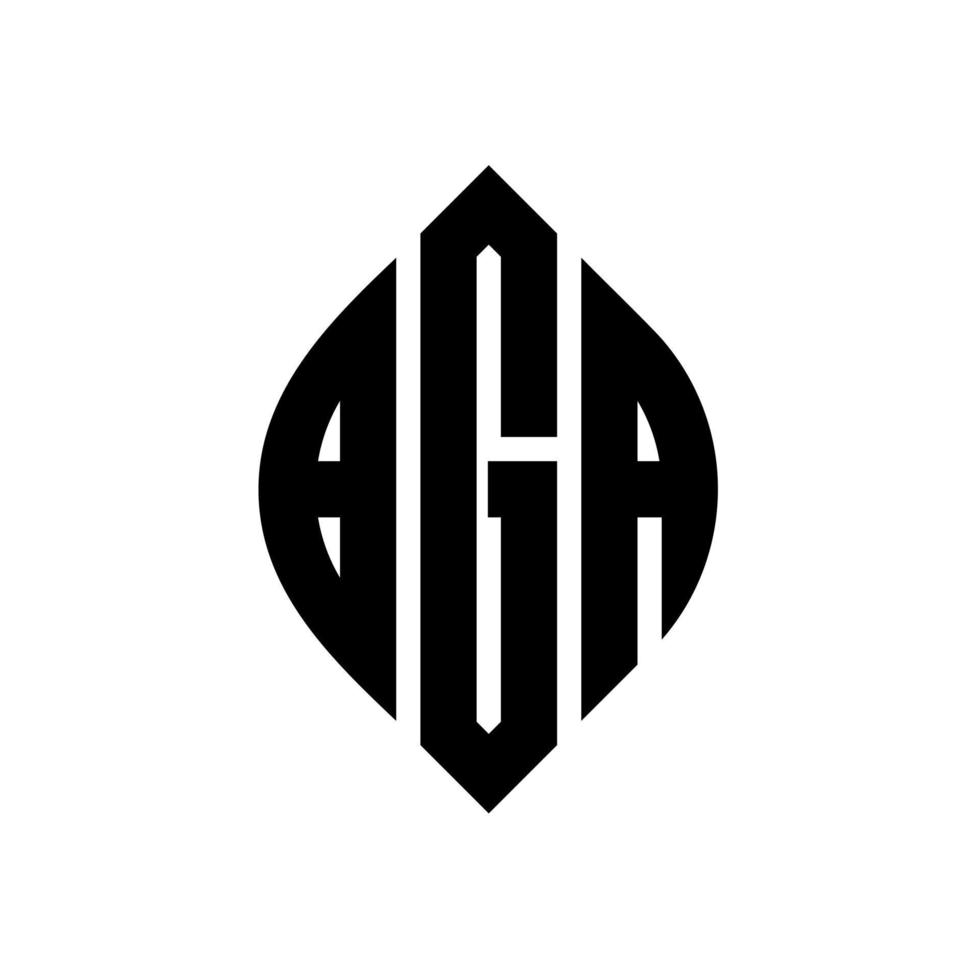 design del logo della lettera del cerchio bga con forma circolare ed ellittica. bga lettere ellittiche con stile tipografico. le tre iniziali formano un logo circolare. bga cerchio emblema astratto monogramma lettera marchio vettore. vettore