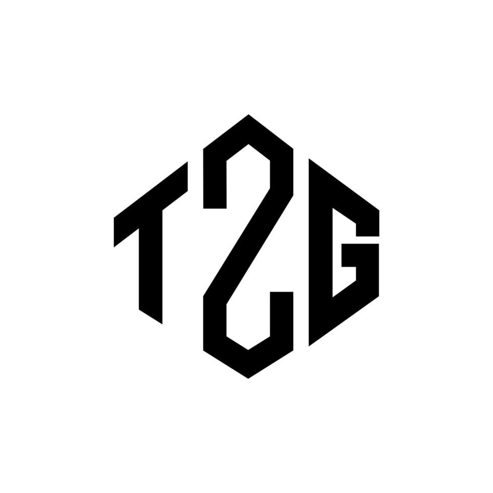 design del logo della lettera tzg con forma poligonale. tzg poligono e design del logo a forma di cubo. tzg esagono logo modello vettoriale colori bianco e nero. monogramma tzg, logo aziendale e immobiliare.