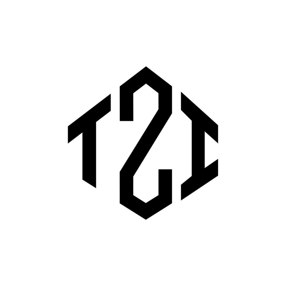 design del logo della lettera tzi con forma poligonale. tzi poligono e design del logo a forma di cubo. tzi esagono logo modello vettoriale colori bianco e nero. monogramma tzi, logo aziendale e immobiliare.