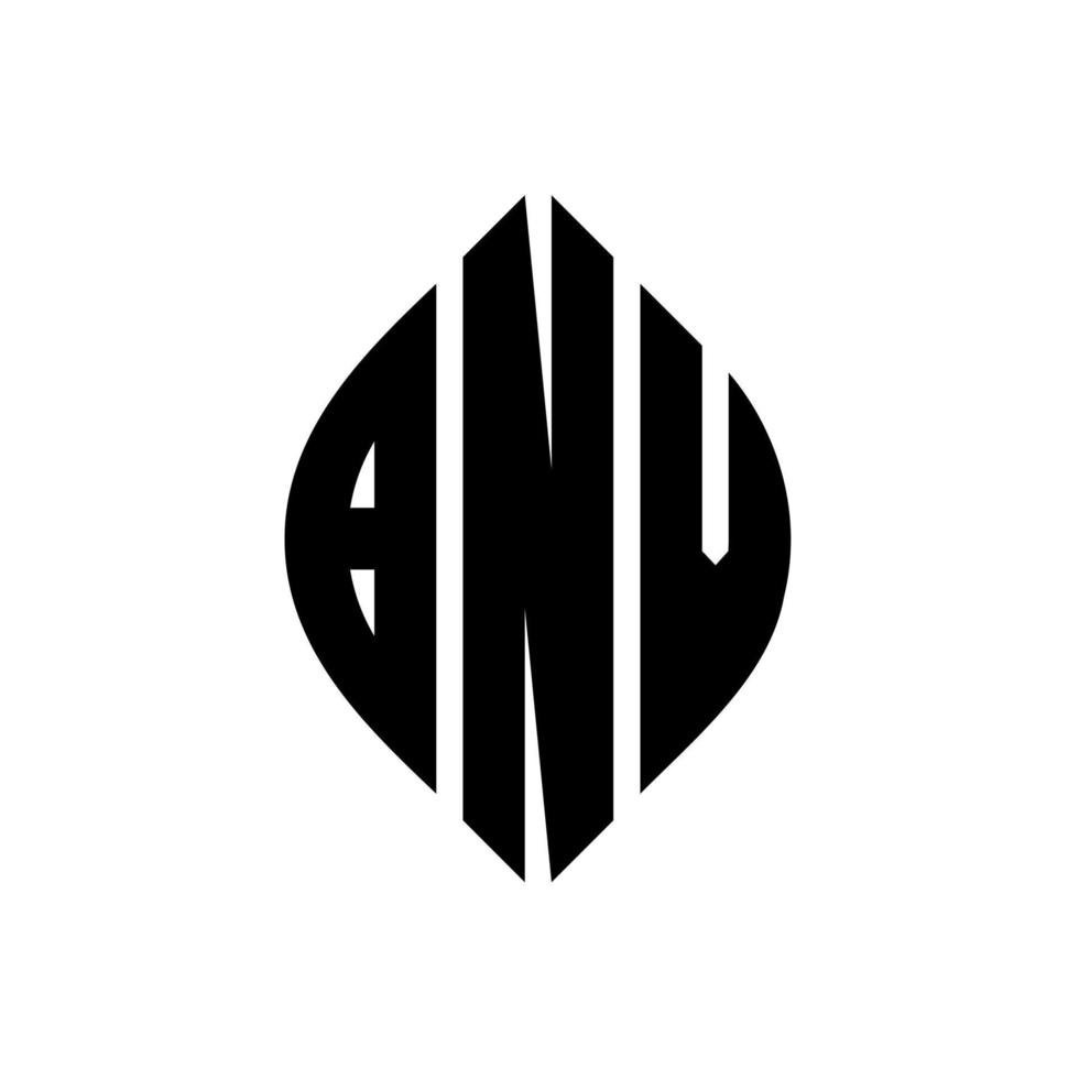 design del logo della lettera del cerchio bnv con forma circolare ed ellittica. bnv lettere ellittiche con stile tipografico. le tre iniziali formano un logo circolare. bnv cerchio emblema astratto monogramma lettera marchio vettore. vettore