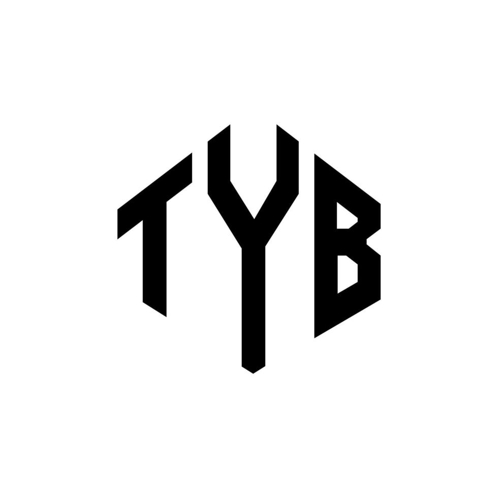 tyb lettera logo design con forma poligonale. tyb poligono e design del logo a forma di cubo. tyb esagono logo modello vettoriale colori bianco e nero. tyb monogramma, logo aziendale e immobiliare.