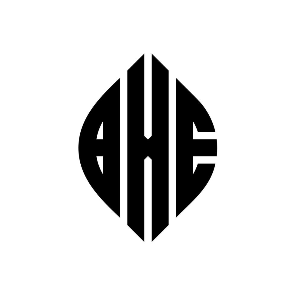 design del logo della lettera del cerchio bxe con forma circolare ed ellittica. bxe lettere ellittiche con stile tipografico. le tre iniziali formano un logo circolare. bxe cerchio emblema astratto monogramma lettera marchio vettore. vettore