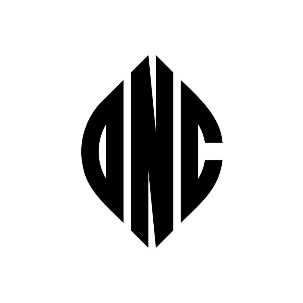 design del logo della lettera del cerchio dnc con forma circolare ed ellittica. lettere ellittiche dnc con stile tipografico. le tre iniziali formano un logo circolare. dnc cerchio emblema astratto monogramma lettera marchio vettore. vettore