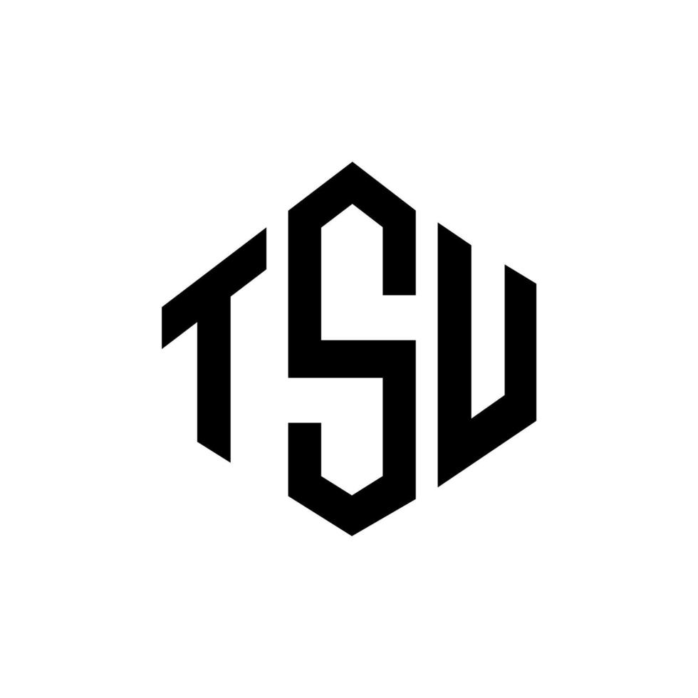logo della lettera tsu con forma poligonale. tsu poligono e design del logo a forma di cubo. tsu modello di logo vettoriale esagonale colori bianco e nero. monogramma tsu, logo aziendale e immobiliare.
