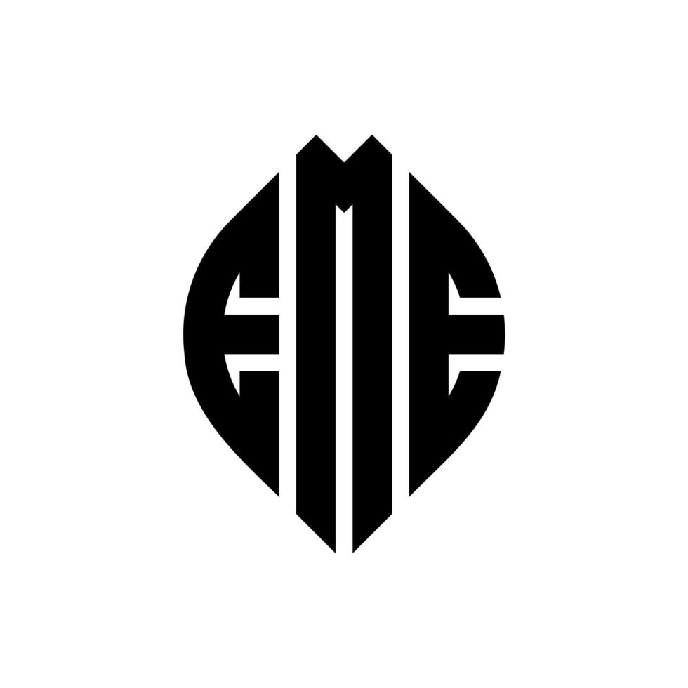 design del logo della lettera del cerchio eme con forma circolare ed ellittica. eme lettere ellittiche con stile tipografico. le tre iniziali formano un logo circolare. eme cerchio emblema astratto monogramma lettera marchio vettore. vettore