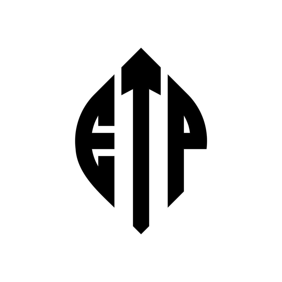design del logo della lettera del cerchio etp con forma circolare ed ellittica. etp lettere ellittiche con stile tipografico. le tre iniziali formano un logo circolare. etp cerchio emblema astratto monogramma lettera marchio vettore. vettore
