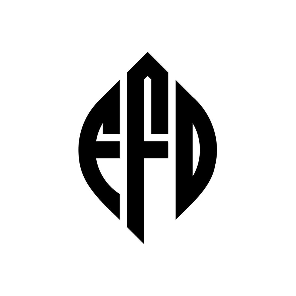 design del logo della lettera del cerchio ffo con forma circolare ed ellittica. ffo lettere ellittiche con stile tipografico. le tre iniziali formano un logo circolare. ffo cerchio emblema astratto monogramma lettera marchio vettore. vettore