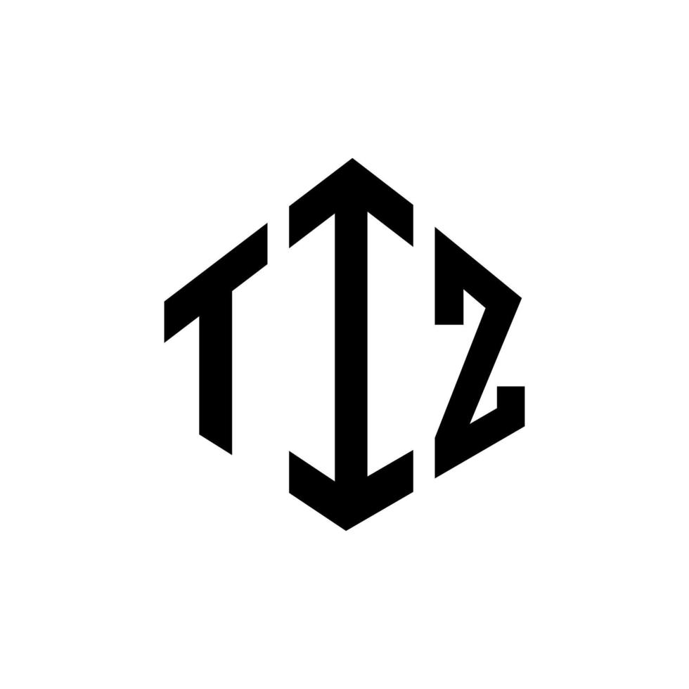 design del logo della lettera tiz con forma poligonale. tiz poligono e design del logo a forma di cubo. tiz esagono logo modello vettoriale colori bianco e nero. monogramma tiz, logo aziendale e immobiliare.