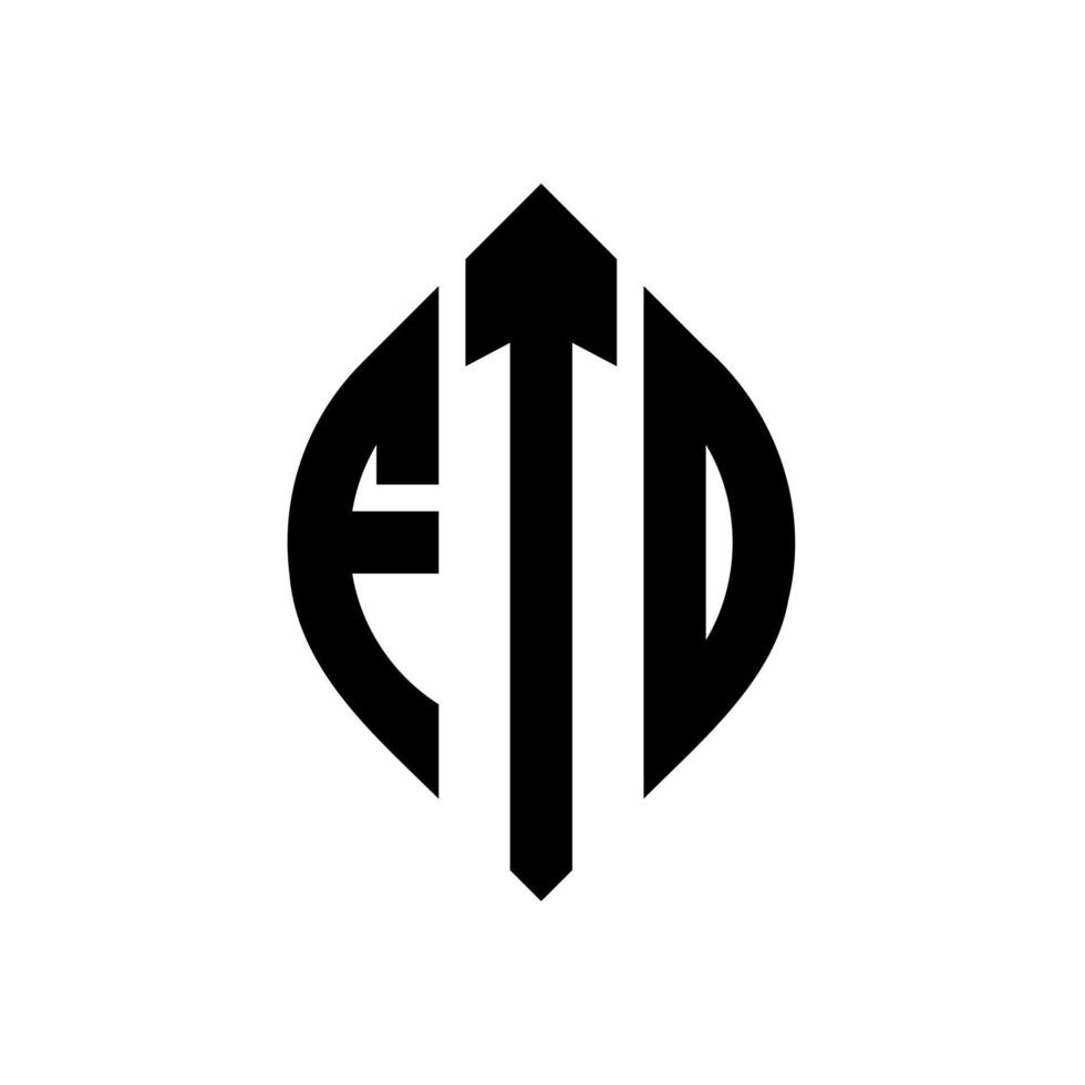 design del logo della lettera del cerchio ftd con forma circolare ed ellittica. ftd lettere ellittiche con stile tipografico. le tre iniziali formano un logo circolare. ftd cerchio emblema astratto monogramma lettera marchio vettore. vettore