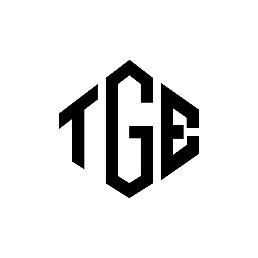 design del logo della lettera tge con forma poligonale. tge poligono e design del logo a forma di cubo. tge modello di logo vettoriale esagonale colori bianco e nero. tge monogramma, logo aziendale e immobiliare.