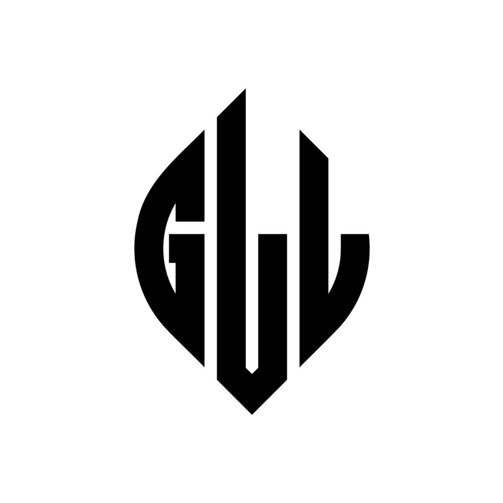 design del logo della lettera del cerchio gll con forma circolare ed ellittica. gll lettere ellittiche con stile tipografico. le tre iniziali formano un logo circolare. gll cerchio emblema astratto monogramma lettera marchio vettore. vettore