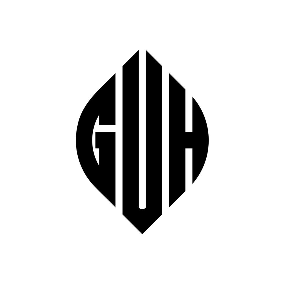 guh circle letter logo design con forma circolare ed ellittica. guh lettere ellittiche con stile tipografico. le tre iniziali formano un logo circolare. guh cerchio emblema astratto monogramma lettera marchio vettore. vettore