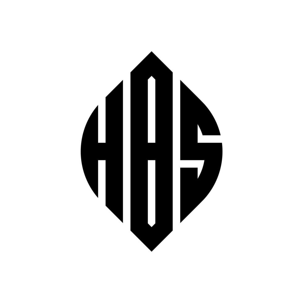 design del logo della lettera del cerchio hbs con forma circolare ed ellittica. lettere ellittiche hbs con stile tipografico. le tre iniziali formano un logo circolare. vettore del segno della lettera del monogramma astratto dell'emblema del cerchio di hbs.
