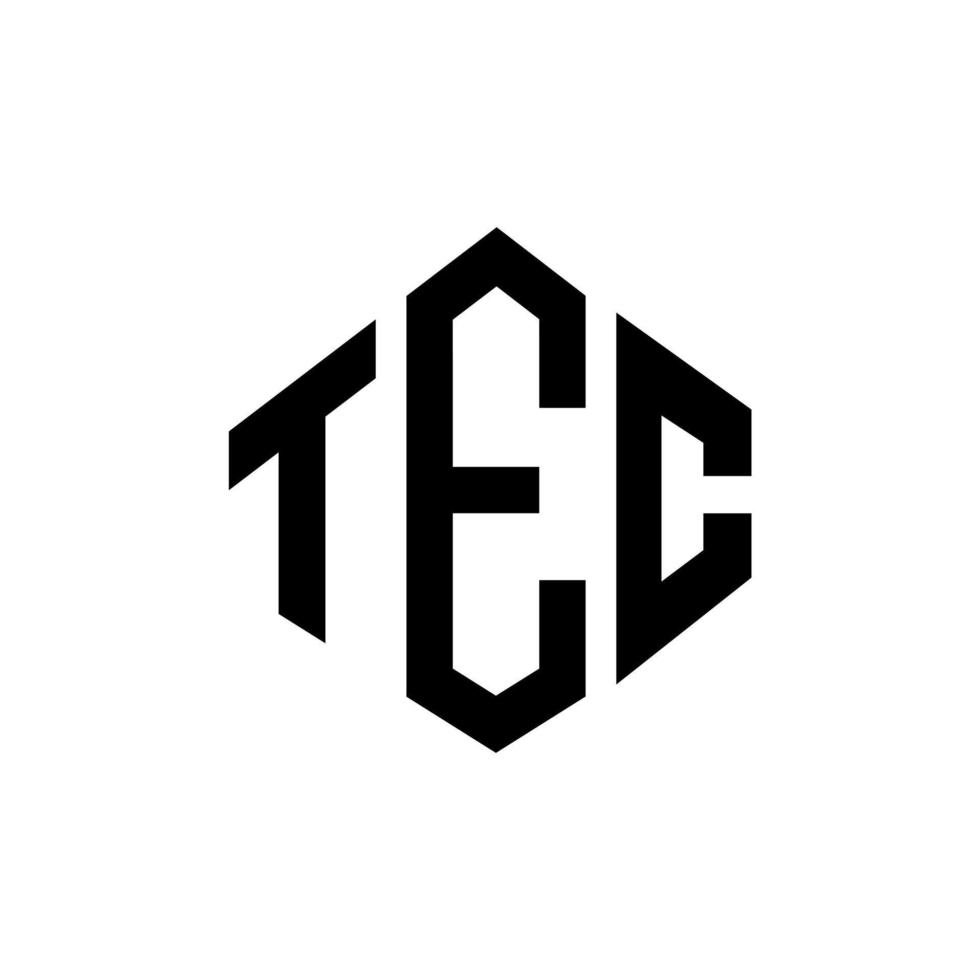 design del logo della lettera tec con forma poligonale. tec poligono e design del logo a forma di cubo. modello di logo vettoriale esagonale tec colori bianco e nero. monogramma tec, logo aziendale e immobiliare.