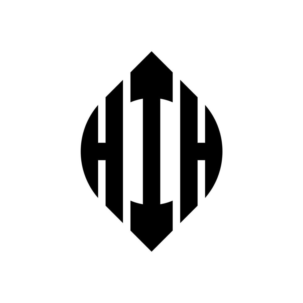 design del logo della lettera del cerchio hih con forma circolare ed ellittica. ciao lettere ellittiche con stile tipografico. le tre iniziali formano un logo circolare. ciao cerchio emblema astratto monogramma lettera marchio vettore. vettore