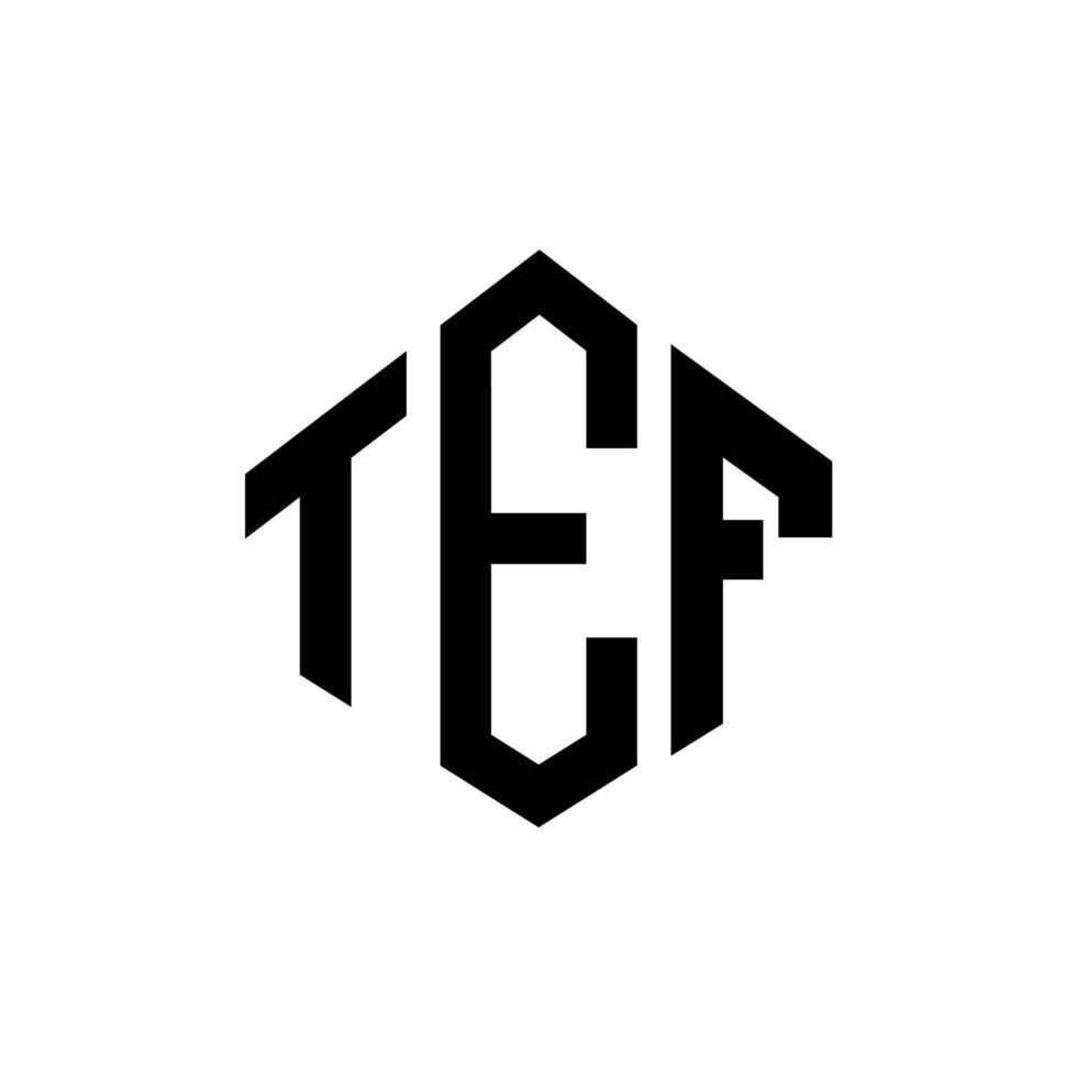 design del logo della lettera tef con forma poligonale. tef poligono e design del logo a forma di cubo. tef esagono vettore logo modello colori bianco e nero. monogramma tef, logo aziendale e immobiliare.