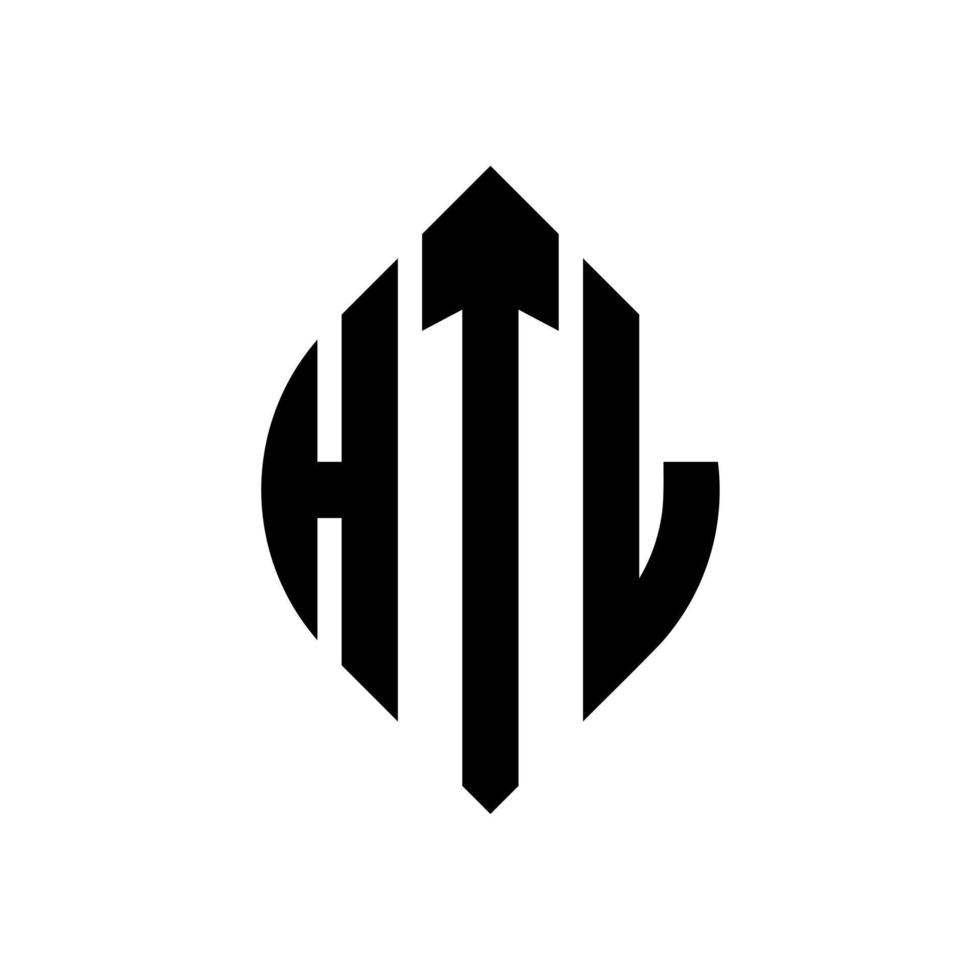 design del logo della lettera del cerchio htl con forma circolare ed ellittica. htl lettere ellittiche con stile tipografico. le tre iniziali formano un logo circolare. htl cerchio emblema astratto monogramma lettera marchio vettore. vettore