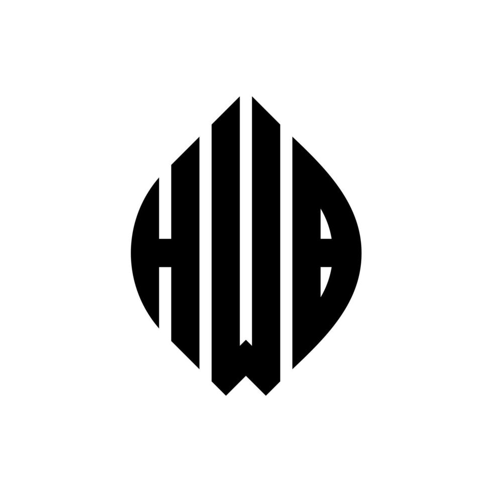design del logo della lettera del cerchio hwb con forma circolare ed ellittica. lettere di ellisse hwb con stile tipografico. le tre iniziali formano un logo circolare. hwb cerchio emblema astratto monogramma lettera marchio vettore. vettore
