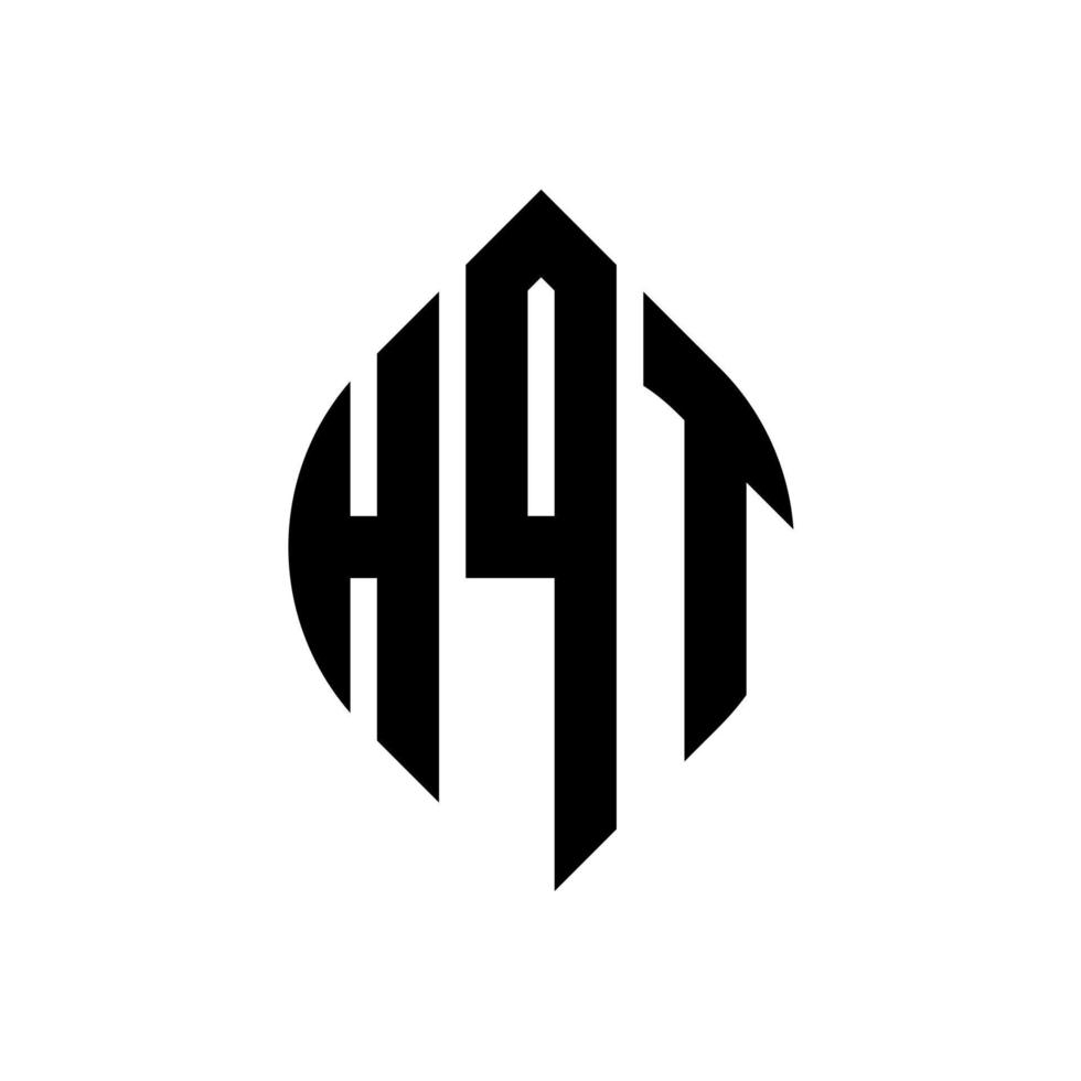 design del logo della lettera del cerchio hqt con forma circolare ed ellittica. lettere ellittiche hqt con stile tipografico. le tre iniziali formano un logo circolare. hqt cerchio emblema astratto monogramma lettera marchio vettore. vettore