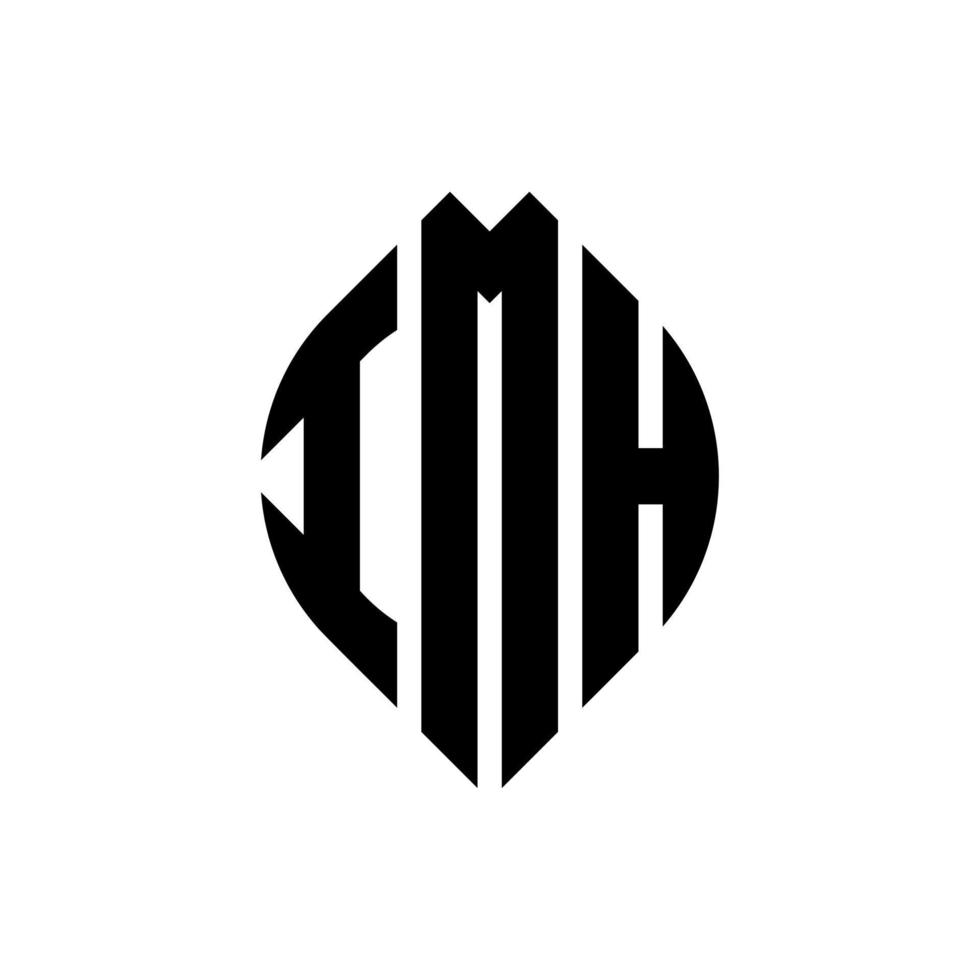 design del logo della lettera del cerchio imh con forma circolare ed ellittica. imh lettere ellittiche con stile tipografico. le tre iniziali formano un logo circolare. imh cerchio emblema astratto monogramma lettera marchio vettore. vettore