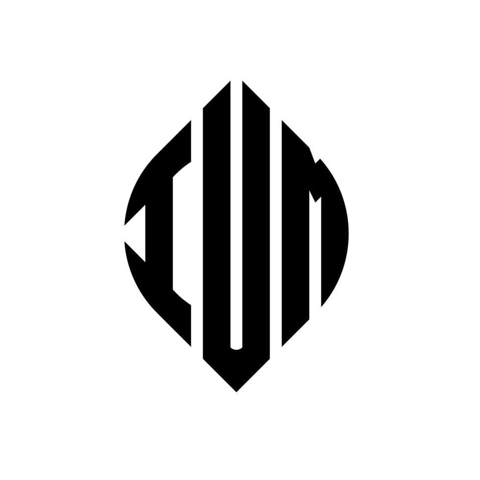 design del logo della lettera del cerchio ium con forma circolare ed ellittica. lettere di ellisse di ium con stile tipografico. le tre iniziali formano un logo circolare. ium cerchio emblema astratto monogramma lettera marchio vettore. vettore