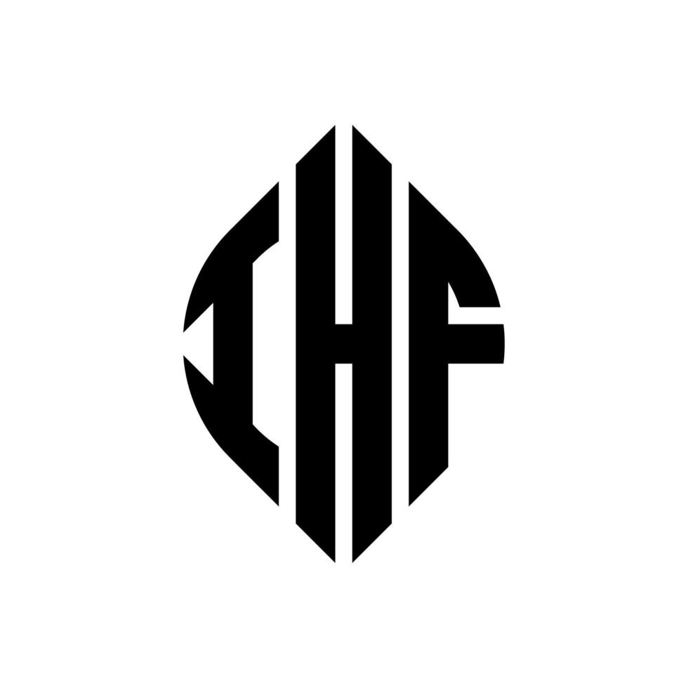 design del logo della lettera del cerchio ihf con forma circolare ed ellittica. ihf lettere ellittiche con stile tipografico. le tre iniziali formano un logo circolare. ihf cerchio emblema astratto monogramma lettera marchio vettore. vettore