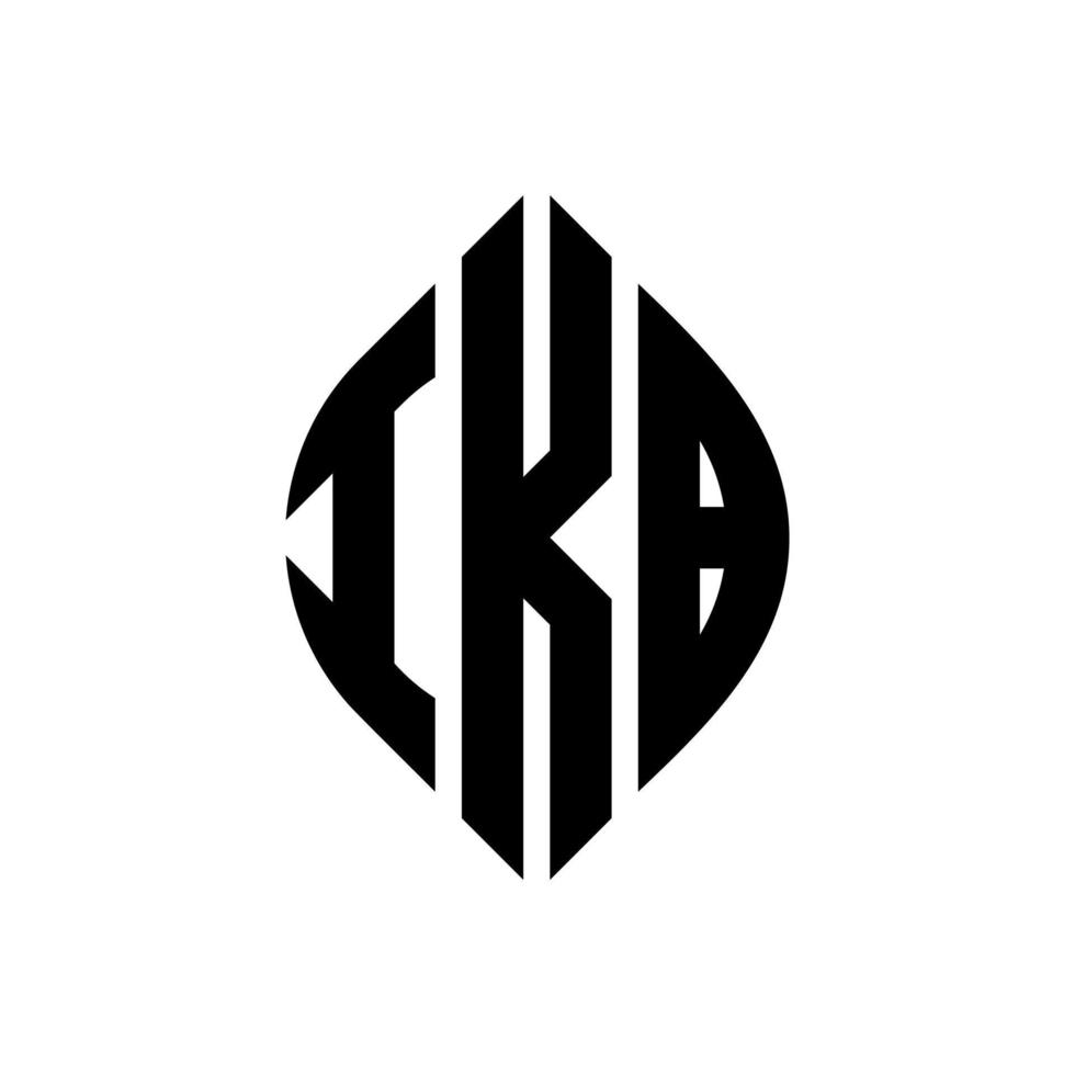 design del logo della lettera del cerchio ikb con forma circolare ed ellittica. ikb lettere ellittiche con stile tipografico. le tre iniziali formano un logo circolare. ikb cerchio emblema astratto monogramma lettera marchio vettore. vettore