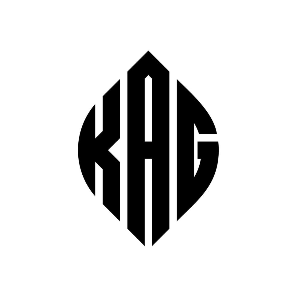 design del logo della lettera del cerchio kag con forma circolare ed ellittica. lettere di ellisse kag con stile tipografico. le tre iniziali formano un logo circolare. kag cerchio emblema astratto monogramma lettera marchio vettore. vettore