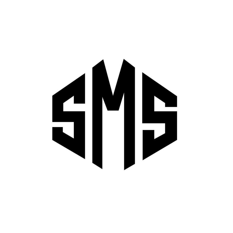 design del logo della lettera sms con forma poligonale. sms poligono e design del logo a forma di cubo. sms esagono vettore logo modello colori bianco e nero. monogramma sms, logo aziendale e immobiliare.