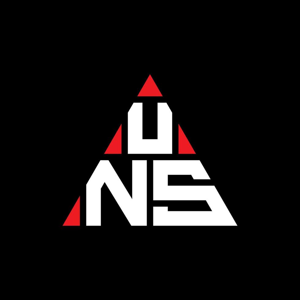 uns triangolo lettera logo design con forma triangolare. uns triangolo logo design monogramma. modello di logo vettoriale triangolo uns con colore rosso. uns logo triangolare logo semplice, elegante e lussuoso.