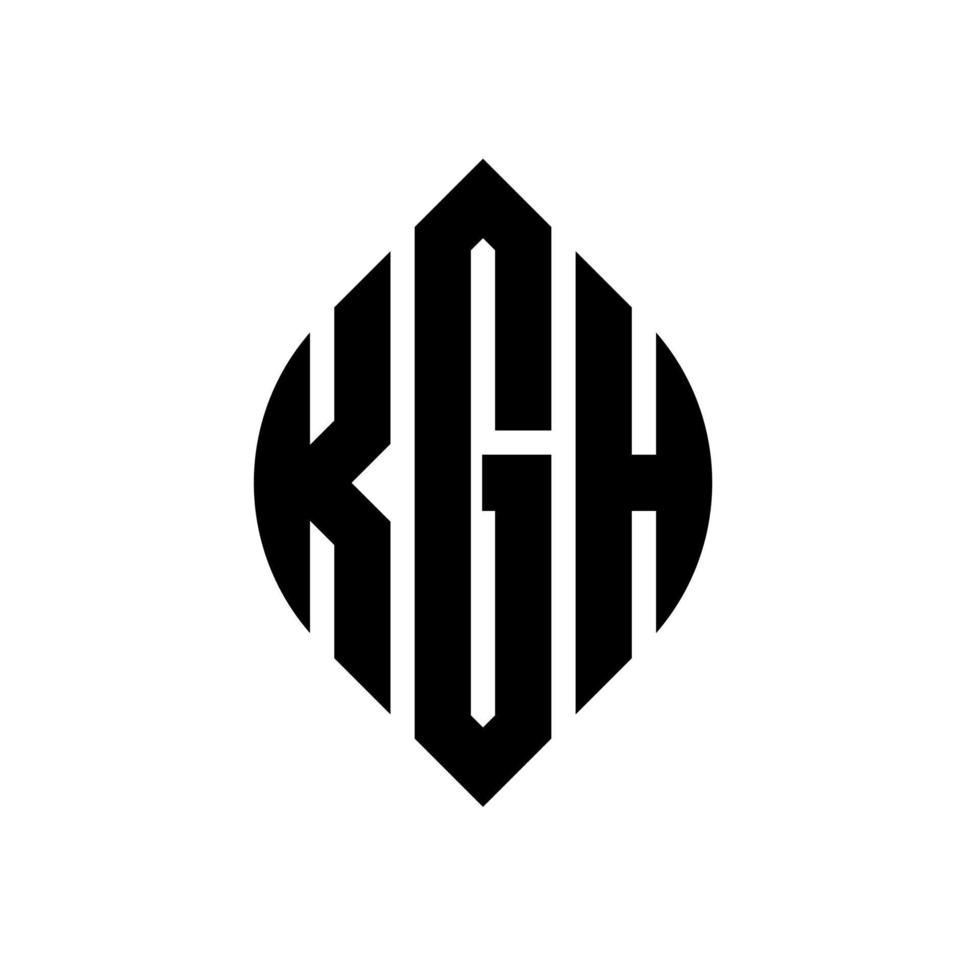 design del logo della lettera circolare kgh con forma circolare ed ellittica. lettere ellittiche kgh con stile tipografico. le tre iniziali formano un logo circolare. kgh cerchio emblema astratto monogramma lettera marchio vettore. vettore