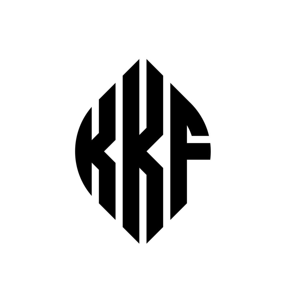 design del logo della lettera del cerchio kkf con forma circolare ed ellittica. kkf lettere ellittiche con stile tipografico. le tre iniziali formano un logo circolare. kkf cerchio emblema astratto monogramma lettera marchio vettore. vettore