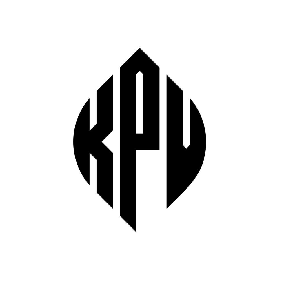 design del logo della lettera del cerchio kpv con forma circolare ed ellittica. lettere di ellisse kpv con stile tipografico. le tre iniziali formano un logo circolare. kpv cerchio emblema astratto monogramma lettera marchio vettore. vettore