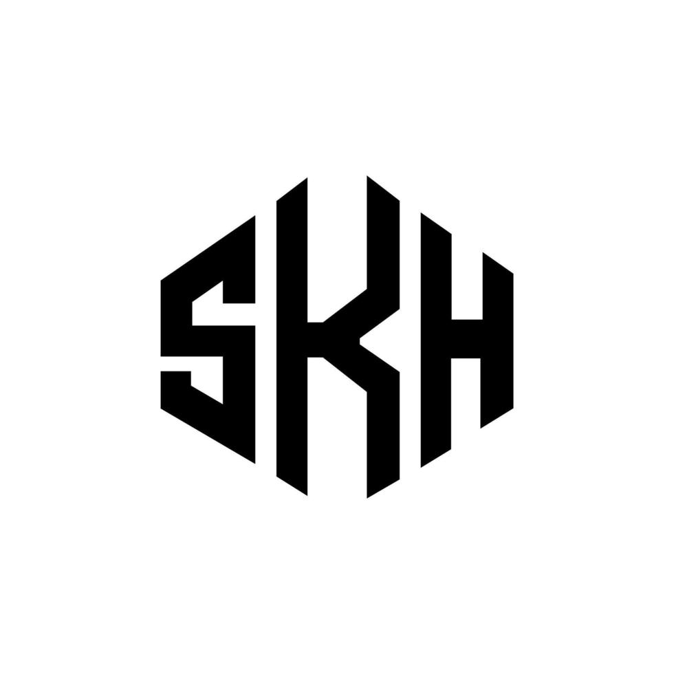 skh lettera logo design con forma poligonale. skh poligono e design del logo a forma di cubo. skh esagono vettore logo modello colori bianco e nero. monogramma skh, logo aziendale e immobiliare.