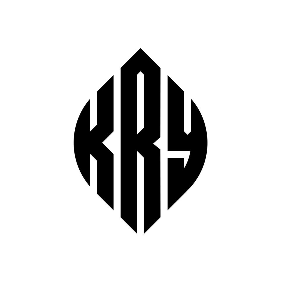 design del logo della lettera del cerchio kry con forma circolare ed ellittica. lettere ellittiche kry con stile tipografico. le tre iniziali formano un logo circolare. kry cerchio emblema astratto monogramma lettera marchio vettore. vettore