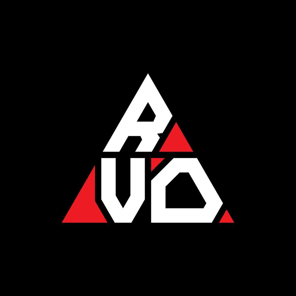 logo lettera triangolare rvo con forma triangolare. monogramma di design del logo del triangolo rvo. modello di logo vettoriale triangolo rvo con colore rosso. logo triangolare rvo logo semplice, elegante e lussuoso.