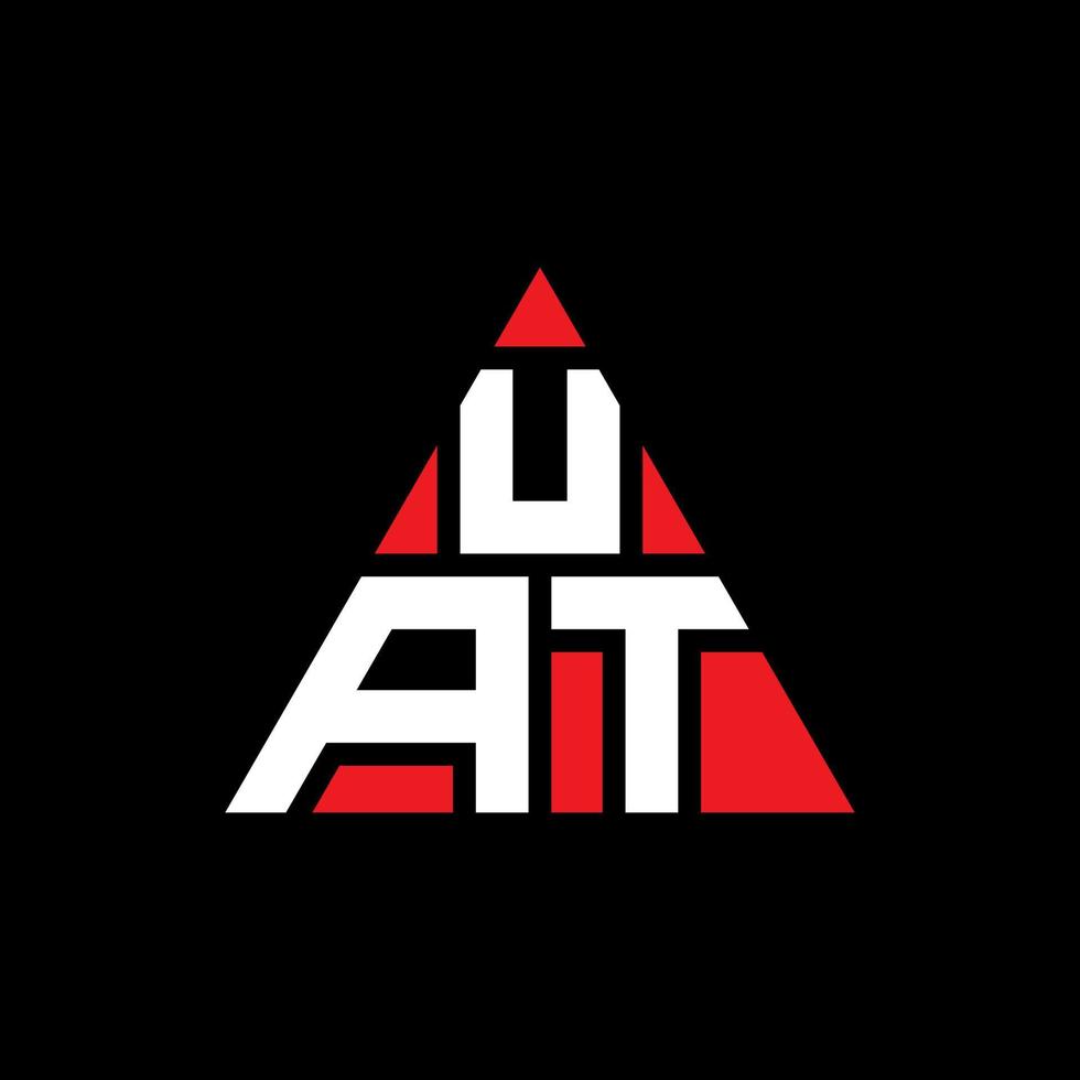 design del logo della lettera triangolare uat con forma triangolare. monogramma di design del logo del triangolo uat. modello di logo vettoriale triangolo uat con colore rosso. uat logo triangolare logo semplice, elegante e lussuoso.