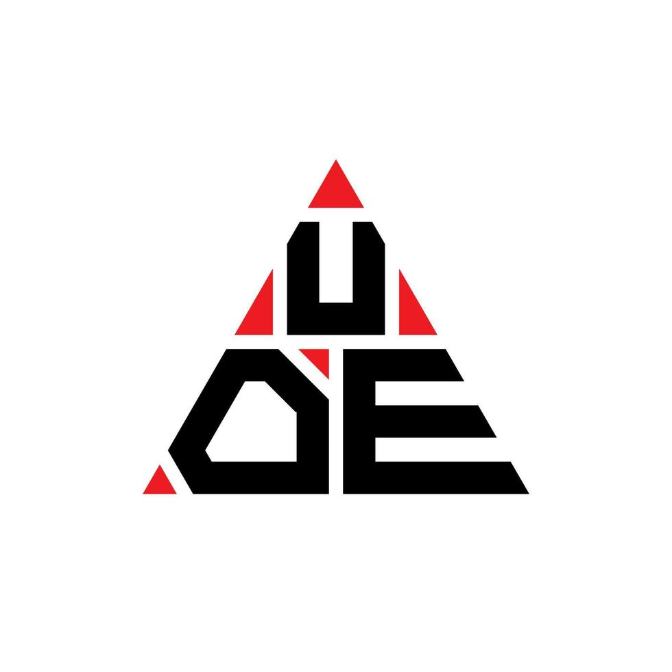 design del logo della lettera triangolare uoe con forma triangolare. monogramma di design con logo triangolo uoe. modello di logo vettoriale triangolo uoe con colore rosso. logo triangolare uoe logo semplice, elegante e lussuoso.