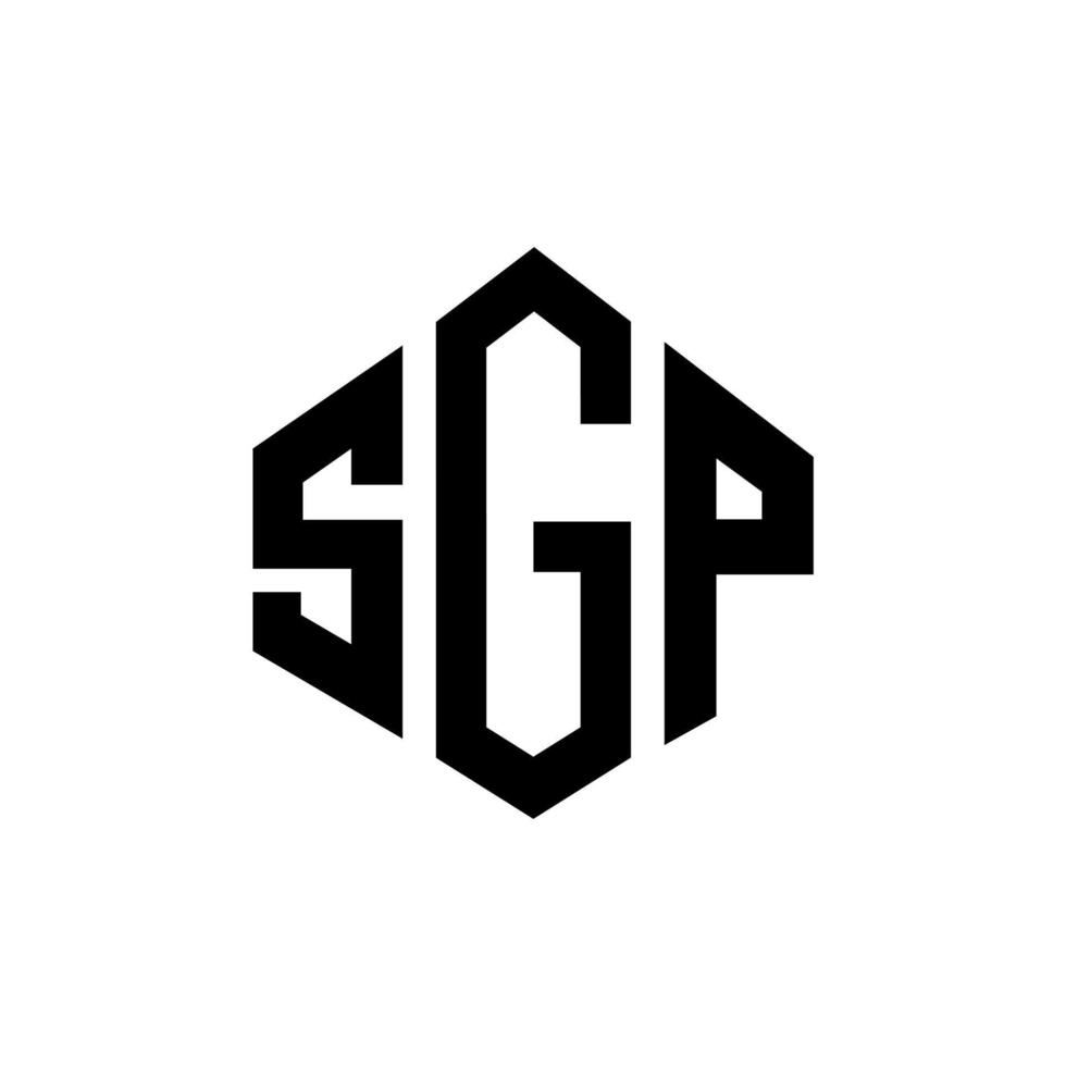 design del logo della lettera sgp con forma poligonale. sgp poligono e design del logo a forma di cubo. sgp modello di logo vettoriale esagonale colori bianco e nero. monogramma sgp, logo aziendale e immobiliare.