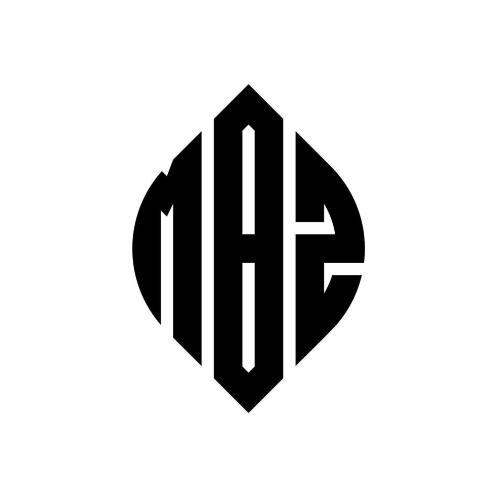 design del logo della lettera del cerchio mbz con forma circolare ed ellittica. mbz lettere ellittiche con stile tipografico. le tre iniziali formano un logo circolare. mbz cerchio emblema astratto monogramma lettera marchio vettore. vettore