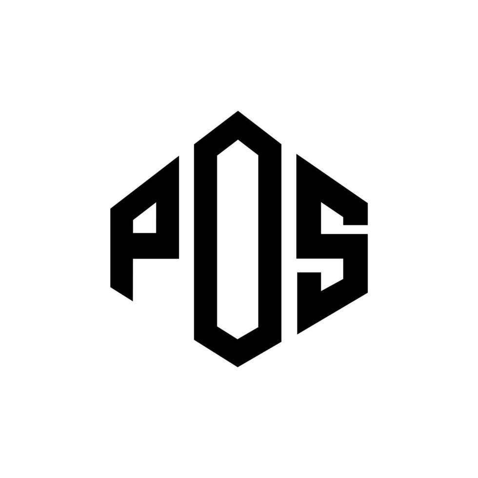 design del logo della lettera pos con forma poligonale. design del logo a forma di poligono e cubo pos. pos esagonale modello logo vettoriale colori bianco e nero. monogramma pos, logo aziendale e immobiliare.