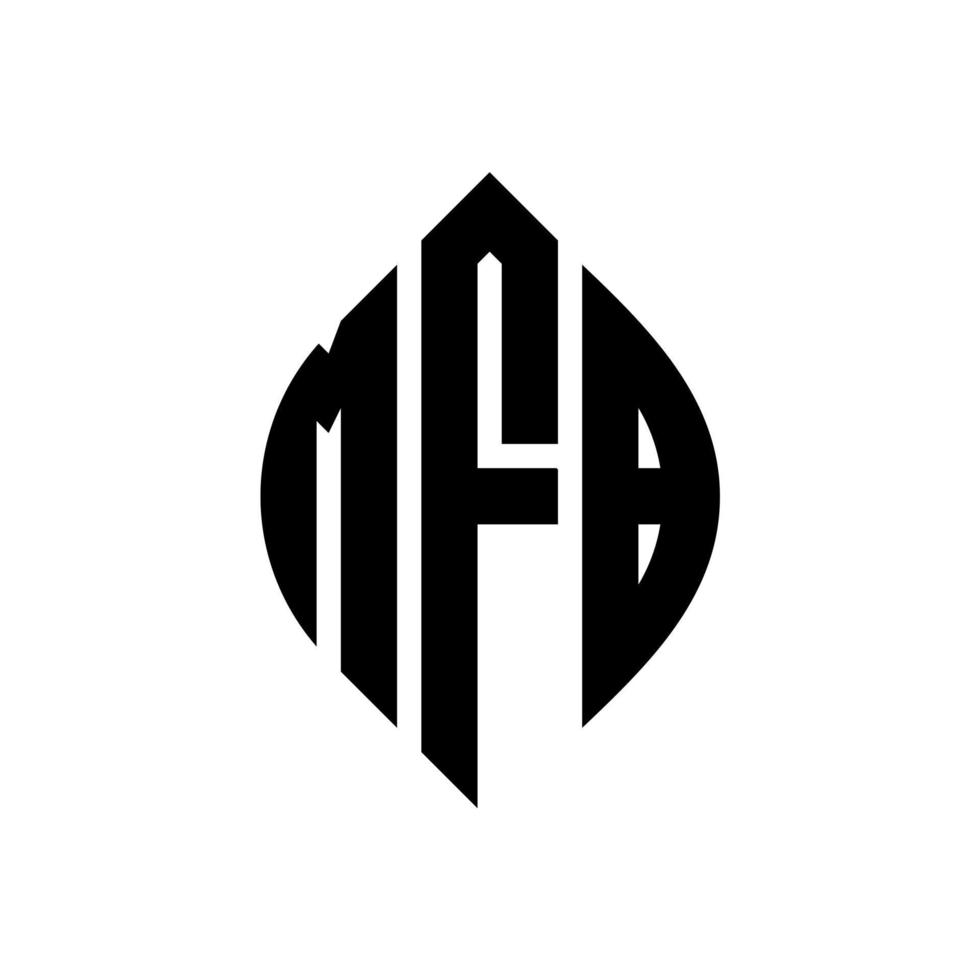 design del logo della lettera del cerchio mfb con forma circolare ed ellittica. mfb lettere ellittiche con stile tipografico. le tre iniziali formano un logo circolare. mfb cerchio emblema astratto monogramma lettera marchio vettore. vettore