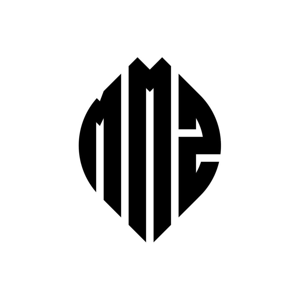 design del logo della lettera del cerchio mmz con forma circolare ed ellittica. lettere ellittiche mmz con stile tipografico. le tre iniziali formano un logo circolare. mmz cerchio emblema astratto monogramma lettera marchio vettore. vettore