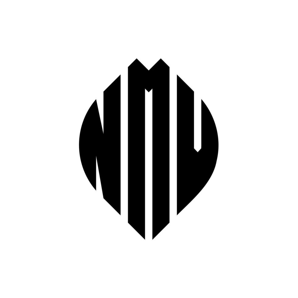 design del logo della lettera del cerchio nmv con forma circolare ed ellittica. lettere di ellisse nmv con stile tipografico. le tre iniziali formano un logo circolare. nmv cerchio emblema astratto monogramma lettera marchio vettore. vettore