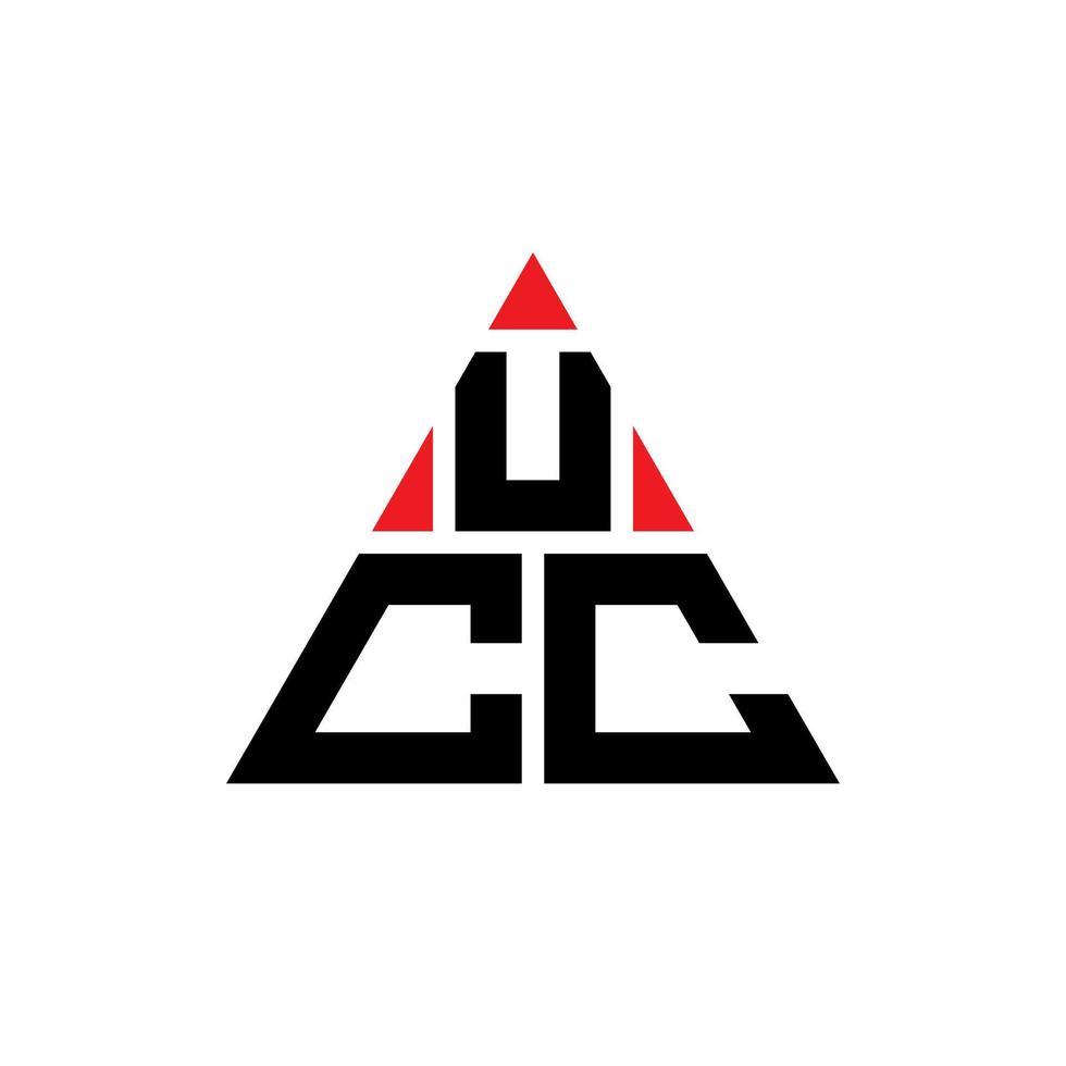 design del logo della lettera del triangolo uc con forma triangolare. monogramma del design del logo del triangolo ucc. modello di logo vettoriale triangolo ucc con colore rosso. logo triangolare uc logo semplice, elegante e lussuoso.