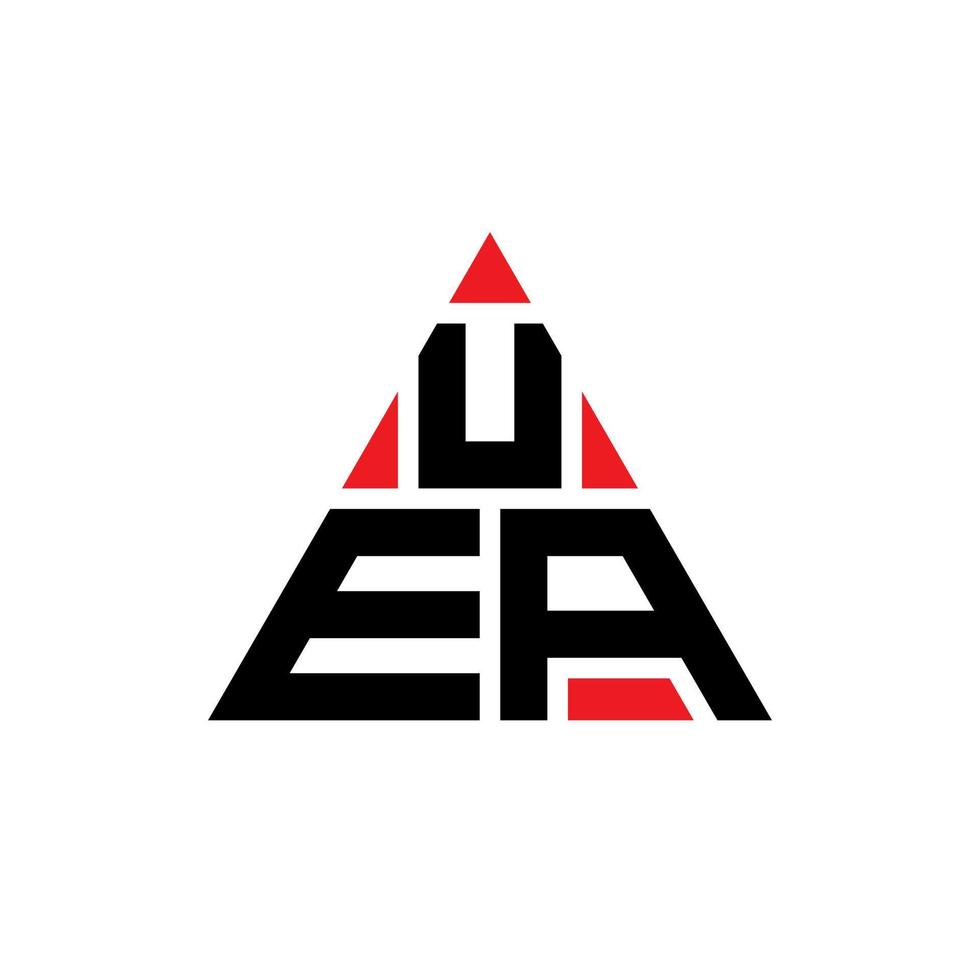 design del logo della lettera del triangolo della uea con forma triangolare. monogramma di design con logo triangolo uea. modello di logo vettoriale triangolo uea con colore rosso. logo triangolare uea logo semplice, elegante e lussuoso.