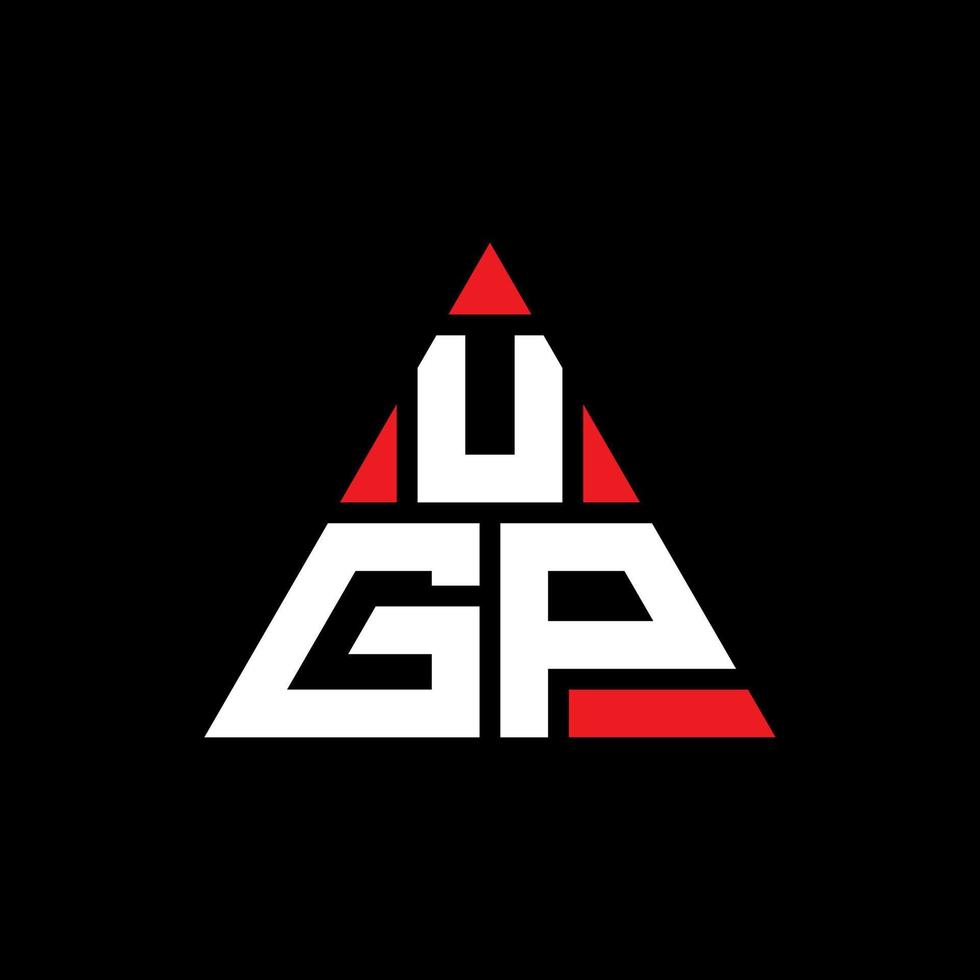 design del logo della lettera triangolo ugp con forma triangolare. ugp triangolo logo design monogramma. modello di logo vettoriale triangolo ugp con colore rosso. ugp logo triangolare logo semplice, elegante e lussuoso.