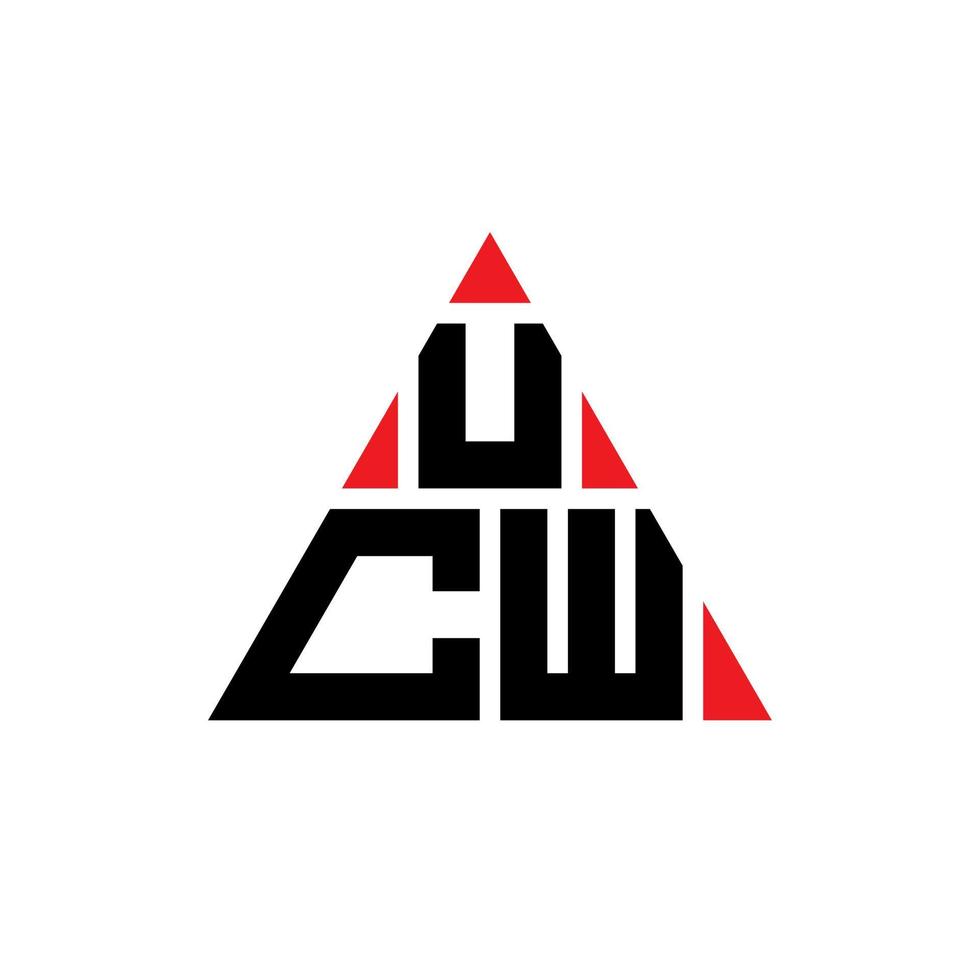 design del logo della lettera triangolare ucw con forma triangolare. monogramma di design del logo del triangolo ucw. modello di logo vettoriale triangolo ucw con colore rosso. logo triangolare ucw logo semplice, elegante e lussuoso.