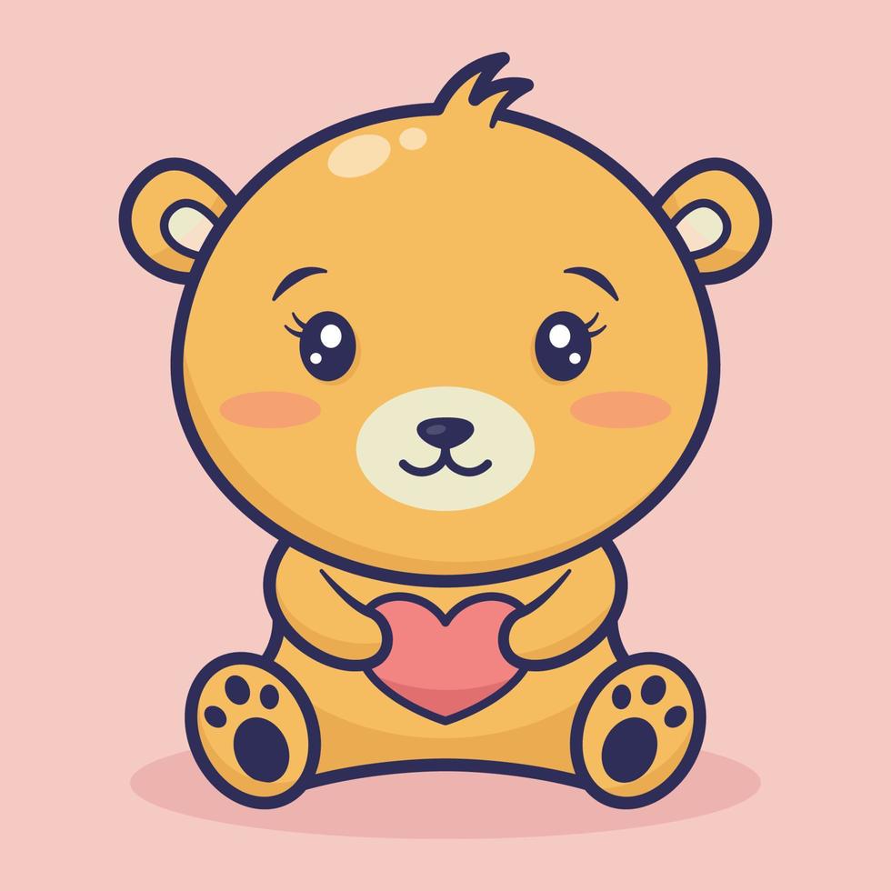 simpatico orso è seduto abbracciando il cuscino dell'amore vettore