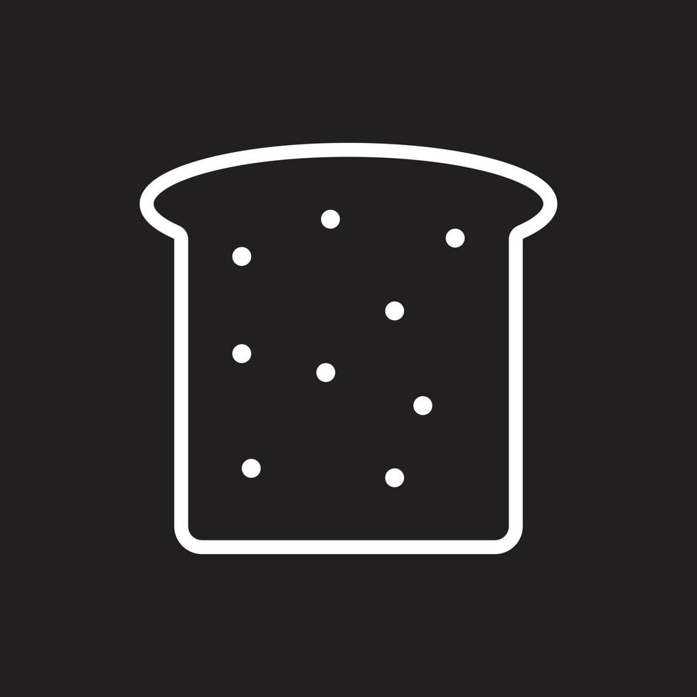 eps10 icona di contorno di fetta di pane vettoriale bianca isolata su sfondo nero. simbolo del pezzo di pane in uno stile moderno e alla moda piatto semplice per il design del tuo sito web, interfaccia utente, logo, pittogramma e applicazione mobile